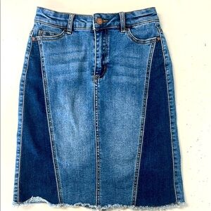 Kidpik Patchwork Frayed Midi Jean Skirt 8